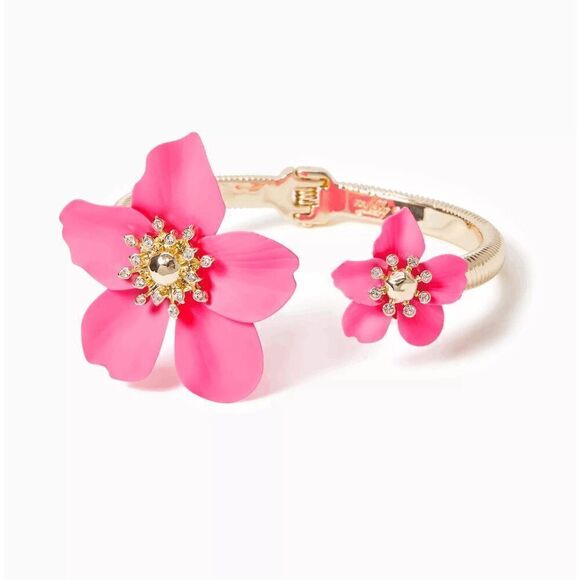 🌺 LILLY PULITZER Oversized Orchid Flower Roxie Pink Bracelet NEW WITH GIFT BAG - Picture 15 of 15